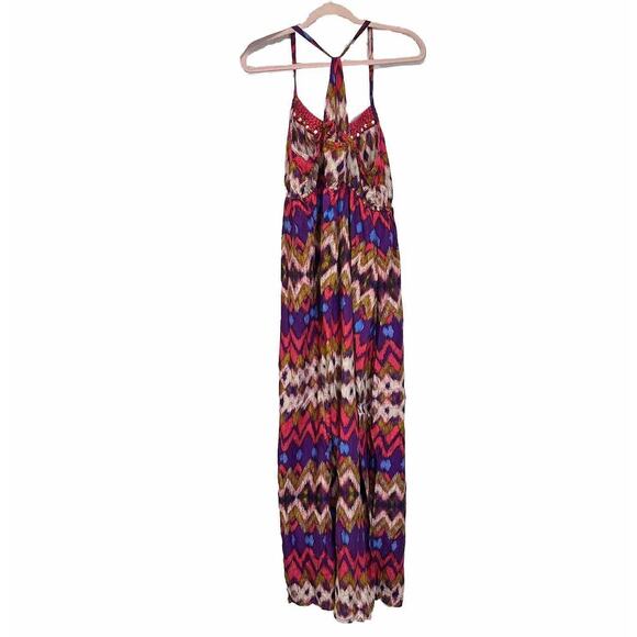 Boho Western XXL‎ 2XL Sleeveless Chevron Print Multicolor Maxi Dress Beach - Picture 3 of 10